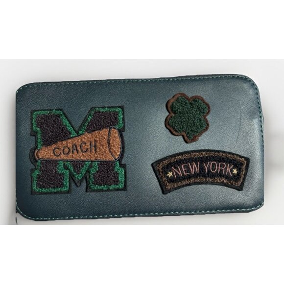 Coach Green Leather Kira Crossbody Bag NYC College Patch Football NWT - Picture 3 of 11